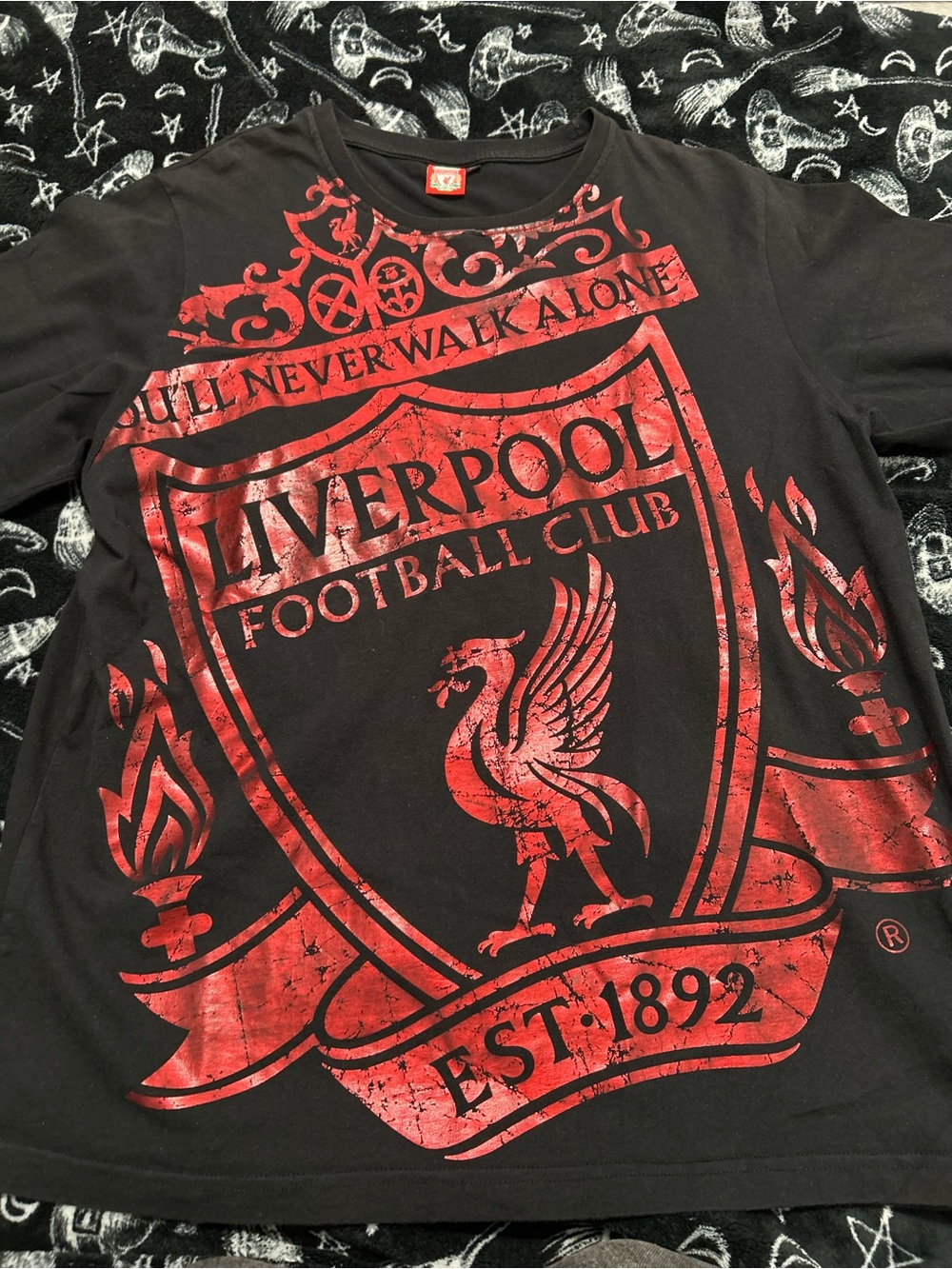 Liverpool Black Short Sleeve Tee with Red Crest